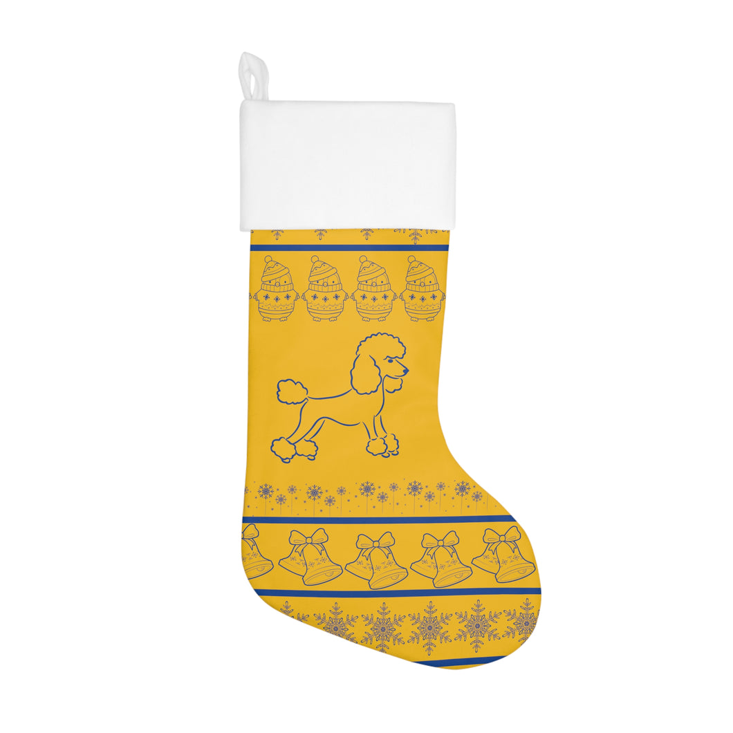 Poodle Christmas Stocking,  Blue and Gold Stocking - 553b