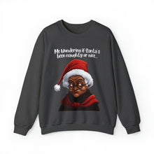 Load image into Gallery viewer, Santa Getting Side Eye Sweatshirt, Humourous Gift for Her, Christmas Gift for Her, Black Mrs Claus, Funny Christmas Sweatshirt  - 497a
