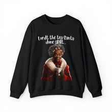 Load image into Gallery viewer, Santa Spills The Tea Sweatshirt, Humourous Gift for Her, Christmas Gift for Her, Black Mrs Claus, Funny Christmas Sweatshirt - 496g