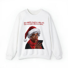 Load image into Gallery viewer, Santa Getting Side Eye Sweatshirt, Humourous Gift for Her, Christmas Gift for Her, Black Mrs Claus, Funny Christmas Sweatshirt - 497b