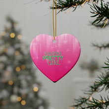 Load image into Gallery viewer, Santa's Pretty Girl Ceramic Ornaments, Pink and Green Ornaments. 542a