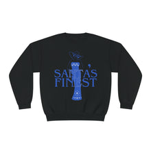 Load image into Gallery viewer, Santa's Finest Blue and White Christmas Sweatshirt - 523a