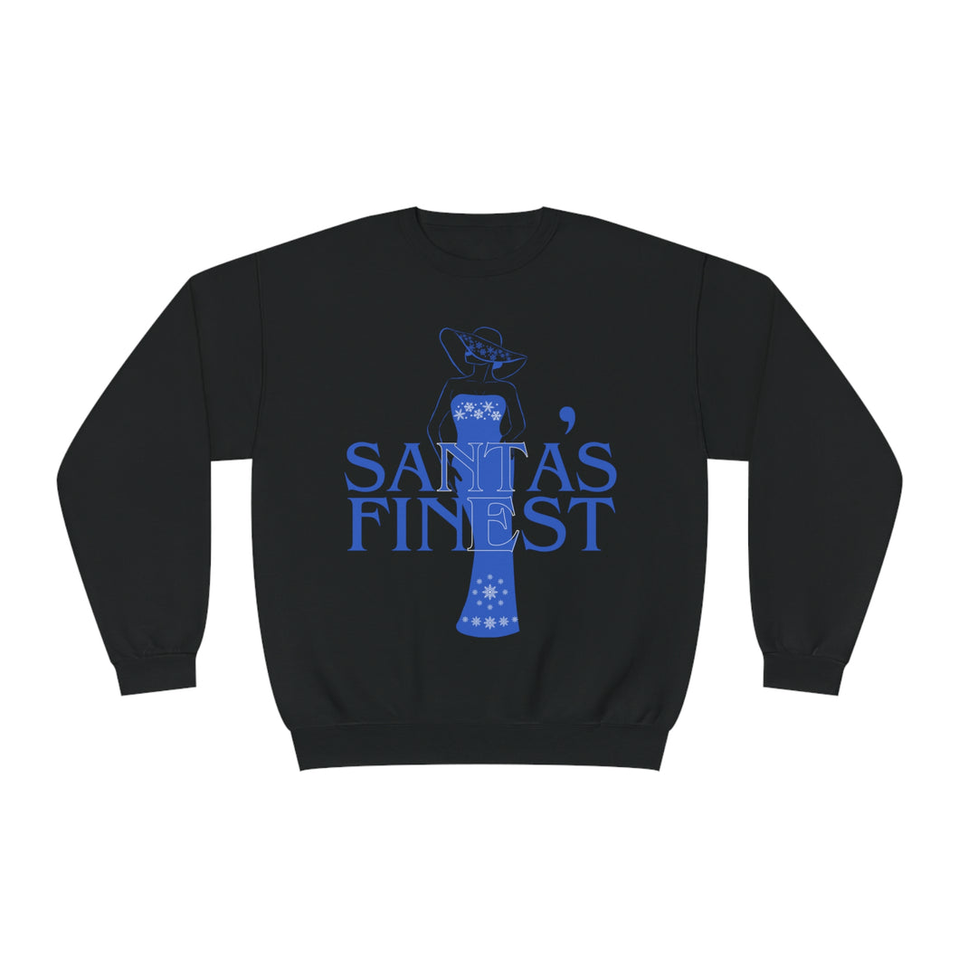 Santa's Finest Zeta Blue and White Christmas Sweatshirt - 523a