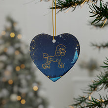 Load image into Gallery viewer, Pretty Poodle Ceramic Ornaments, Blue and Whitegold Ornaments. 545a