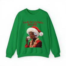Load image into Gallery viewer, Santa Spills The Tea Sweatshirt, Humourous Gift for Her, Christmas Gift for Her, Black Mrs Claus, Funny Christmas Sweatshirt - 496c