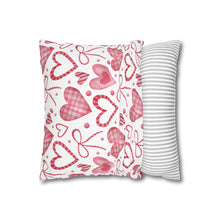 Load image into Gallery viewer, Red and White Hearts Pillow Case, Valentine's Day Decor. Pillow not included. 513a