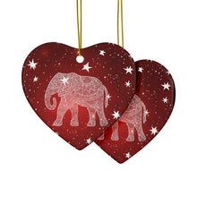 Load image into Gallery viewer, Red and White Elephant Ceramic Ornaments - 544a