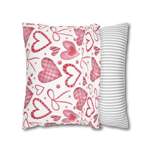 Load image into Gallery viewer, Red and White Hearts Pillow Case, Valentine's Day Decor. Pillow not included. 513a