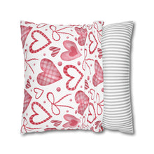 Load image into Gallery viewer, Red and White Hearts Pillow Case, Valentine's Day Decor. Pillow not included. 513a