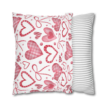 Load image into Gallery viewer, Red and White Hearts Pillow Case, Valentine's Day Decor. Pillow not included. 513a