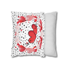 Load image into Gallery viewer, Red, White and Black Hearts Pillow Case, Valentine's Day Decor. Pillow not included. 513f