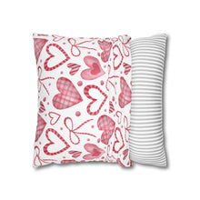 Load image into Gallery viewer, Red and White Hearts Pillow Case, Valentine's Day Decor. Pillow not included. 513a