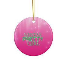 Load image into Gallery viewer, Santa's Pretty Girl Ceramic Ornaments, Pink and Green Ornaments. 542a