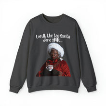 Load image into Gallery viewer, Santa Spills The Tea Sweatshirt, Humourous Gift for Her, Christmas Gift for Her, Black Mrs Claus, Funny Christmas Sweatshirt  - 496e