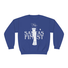 Load image into Gallery viewer, Santa's Finest Blue and White Christmas Sweatshirt - 523a