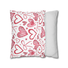 Load image into Gallery viewer, Red and White Hearts Pillow Case, Valentine's Day Decor. Pillow not included. 513a