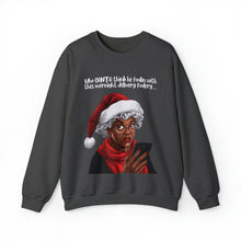 Load image into Gallery viewer, Santa Getting Side Eye Sweatshirt, Humourous Gift for Her, Christmas Gift for Her, Black Mrs Claus, Funny Christmas Sweatshirt - 497b