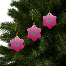 Load image into Gallery viewer, Santa's Pretty Girl Ceramic Ornaments, Pink and Green Ornaments. 542a