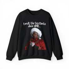 Load image into Gallery viewer, Santa Spills The Tea Sweatshirt, Humourous Gift for Her, Christmas Gift for Her, Black Mrs Claus, Funny Christmas Sweatshirt  - 496e