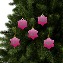 Load image into Gallery viewer, Santa's Pretty Girl Ceramic Ornaments, Pink and Green Ornaments. 542a