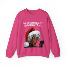 Load image into Gallery viewer, Santa Getting Side Eye Sweatshirt, Humourous Gift for Her, Christmas Gift for Her, Black Mrs Claus, Funny Christmas Sweatshirt - 497c