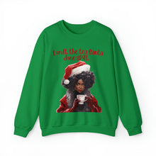 Load image into Gallery viewer, Santa Spills The Tea Sweatshirt, Humourous Gift for Her, Christmas Gift for Her, Black Mrs Claus, Funny Christmas Sweatshirt - 496a