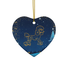 Load image into Gallery viewer, Pretty Poodle Ceramic Ornaments, Blue and Whitegold Ornaments. 545a