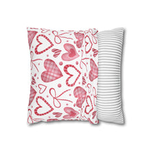 Load image into Gallery viewer, Red and White Hearts Pillow Case, Valentine's Day Decor. Pillow not included. 513a