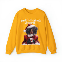 Load image into Gallery viewer, Santa Spills The Tea Sweatshirt, Humourous Gift for Her, Christmas Gift for Her, Black Mrs Claus, Funny Christmas Sweatshirt - 496f