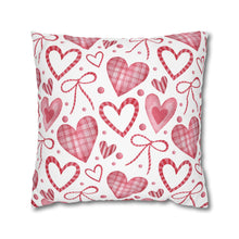 Load image into Gallery viewer, Red and White Hearts Pillow Case, Valentine's Day Decor. Pillow not included. 513a