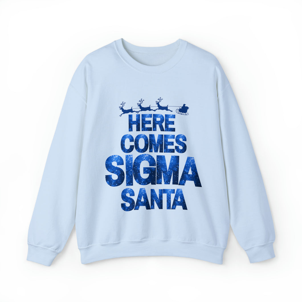 Here Comes Sigma Santa Sweatshirt, Gift for Sigma Man, Christmas Gift for Sigma, Blue and White Christmas  - 493a