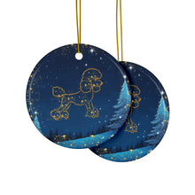 Load image into Gallery viewer, Pretty Poodle Ceramic Ornaments, Blue and Whitegold Ornaments. 545a