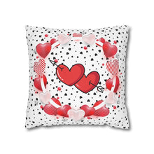 Load image into Gallery viewer, Red, White and Black Hearts Pillow Case, Valentine's Day Decor. Pillow not included. 513f