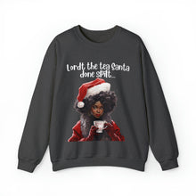 Load image into Gallery viewer, Santa Spills The Tea Sweatshirt, Humourous Gift for Her, Christmas Gift for Her, Black Mrs Claus, Funny Christmas Sweatshirt  - 496a
