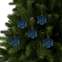 Load image into Gallery viewer, Pretty Poodle Ceramic Ornaments, Blue and Whitegold Ornaments. 545a