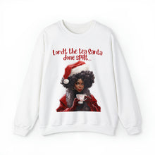 Load image into Gallery viewer, Santa Spills The Tea Sweatshirt, Humourous Gift for Her, Christmas Gift for Her, Black Mrs Claus, Funny Christmas Sweatshirt - 496a