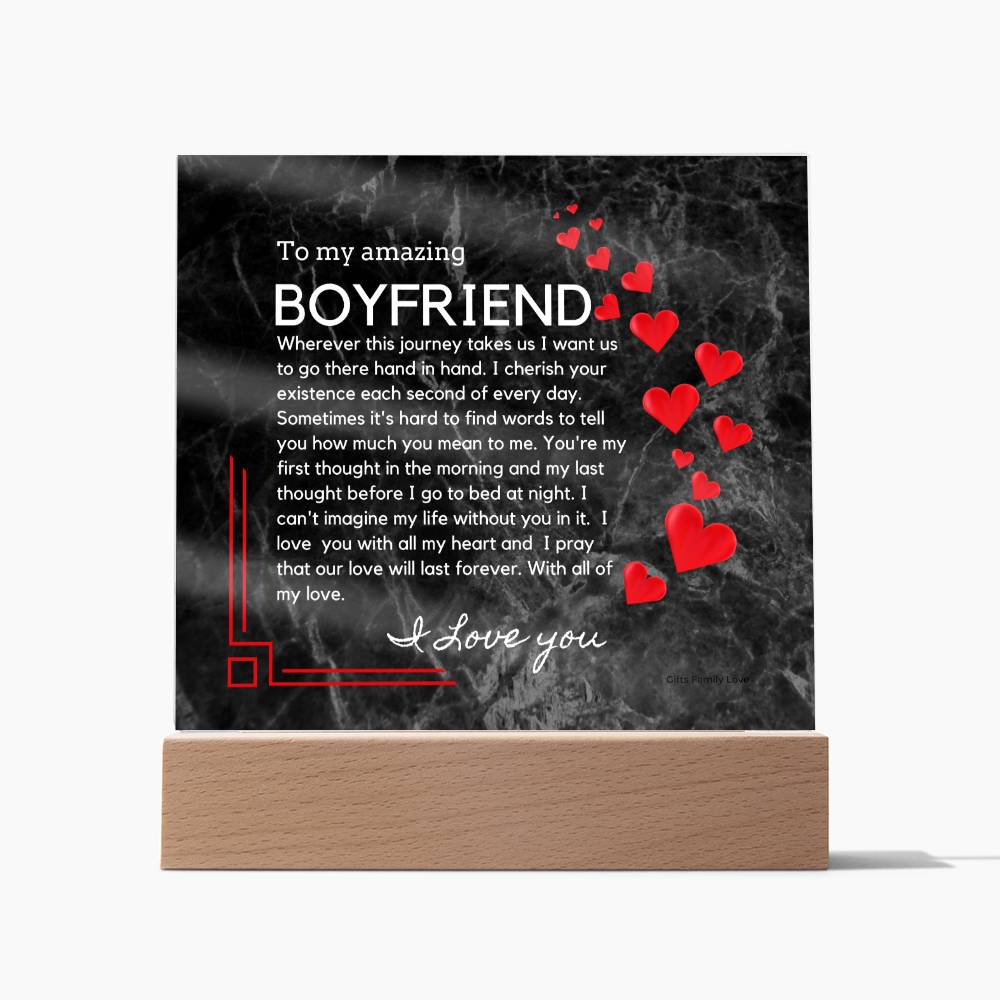 To My Boyfriend Acrylic Keepsake, Romantic Gift for Boyfriend, Sentimental Anniversary Gift for Boyfriend, Boyfriend Birthday, Gift for Him - 491c