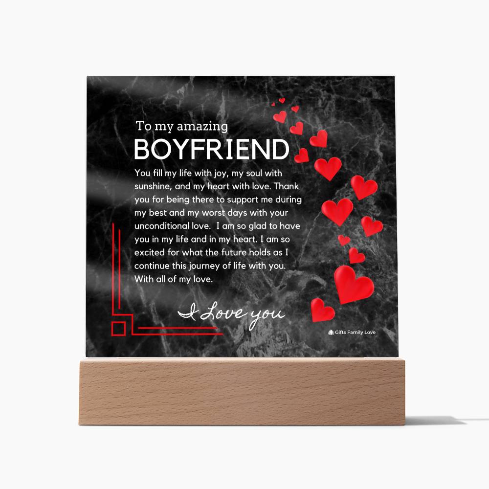 To My Boyfriend Acrylic Keepsake, Romantic Gift for Boyfriend, Sentimental Anniversary Gift for Boyfriend, Boyfriend Birthday, Gift for Him - 491a