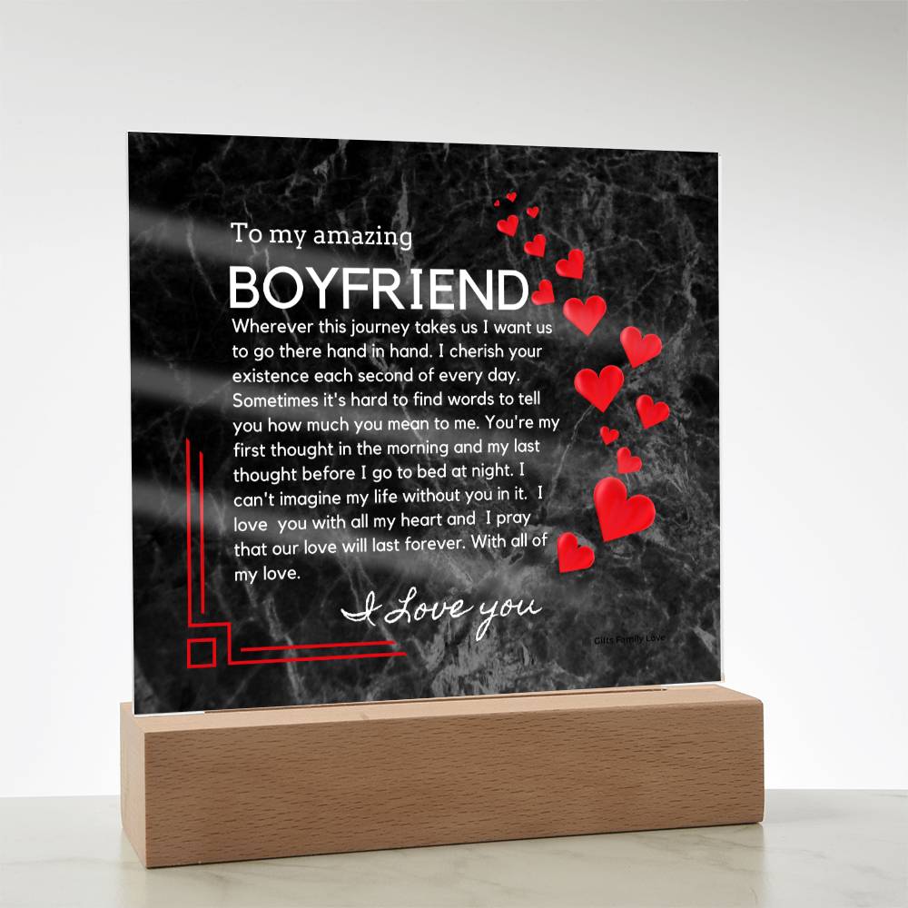 To My Boyfriend Acrylic Keepsake, Romantic Gift for Boyfriend, Sentimental Anniversary Gift for Boyfriend, Boyfriend Birthday, Gift for Him - 491c
