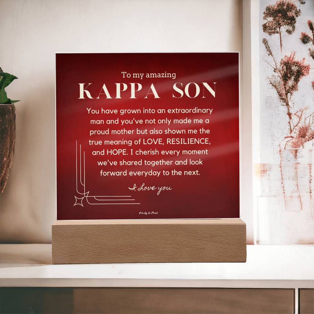 Gift for Kappa Son, To My Son, Birthday Gift for Son, Gift from Mom to Son, Acrylic Plaque - 483b