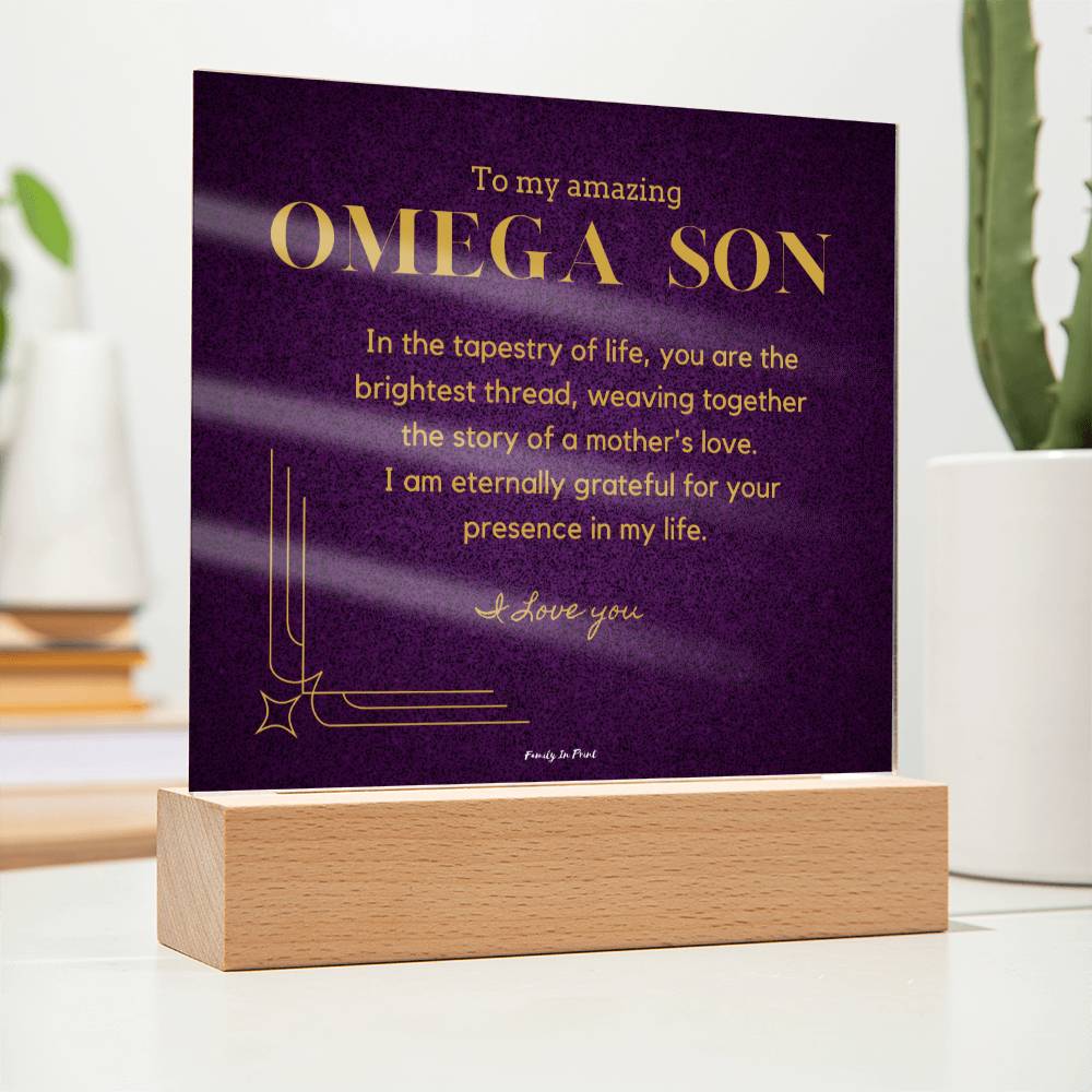 Gift for Omega Son, To My Son, Birthday Gift for Son, Gift from Mom to Son, Acrylic Plaque - 485a