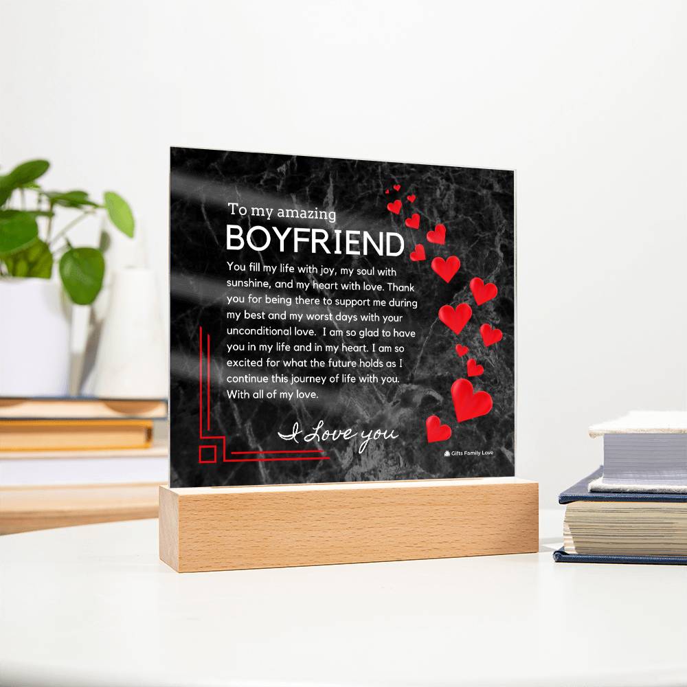 To My Boyfriend Acrylic Keepsake, Romantic Gift for Boyfriend, Sentimental Anniversary Gift for Boyfriend, Boyfriend Birthday, Gift for Him - 491a