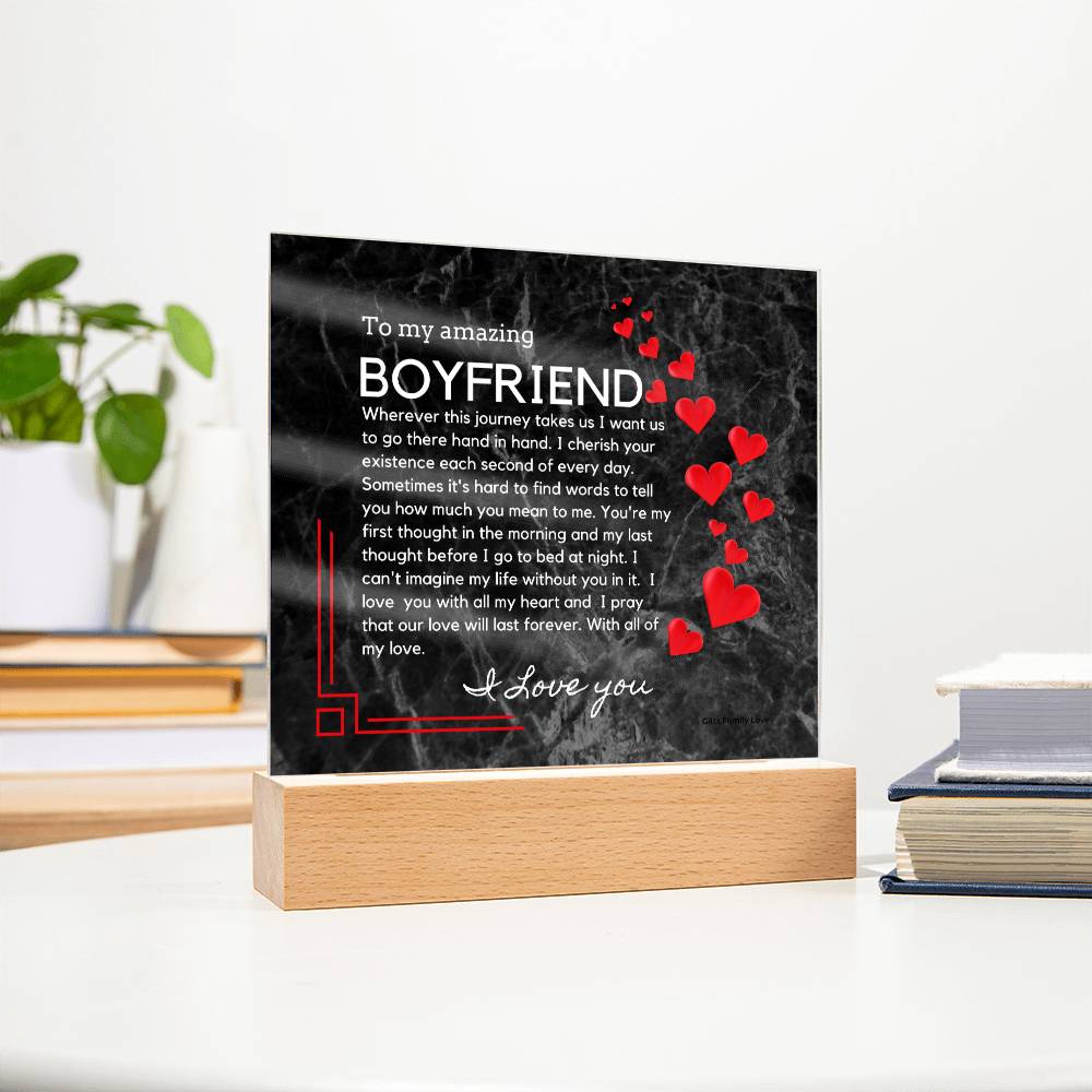 To My Boyfriend Acrylic Keepsake, Romantic Gift for Boyfriend, Sentimental Anniversary Gift for Boyfriend, Boyfriend Birthday, Gift for Him - 491c
