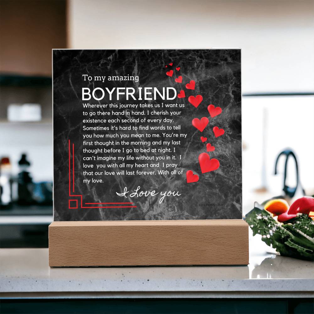 To My Boyfriend Acrylic Keepsake, Romantic Gift for Boyfriend, Sentimental Anniversary Gift for Boyfriend, Boyfriend Birthday, Gift for Him - 491c