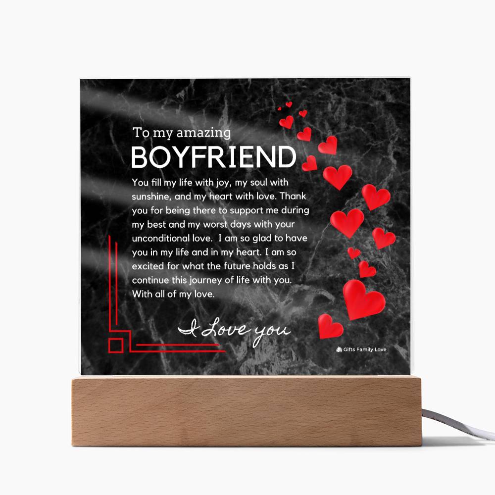To My Boyfriend Acrylic Keepsake, Romantic Gift for Boyfriend, Sentimental Anniversary Gift for Boyfriend, Boyfriend Birthday, Gift for Him - 491a