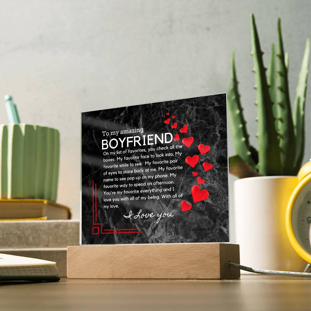 To My Boyfriend Acrylic Keepsake, Romantic Gift for Boyfriend, Sentimental Anniversary Gift for Boyfriend, Boyfriend Birthday, Gift for Him - 491d