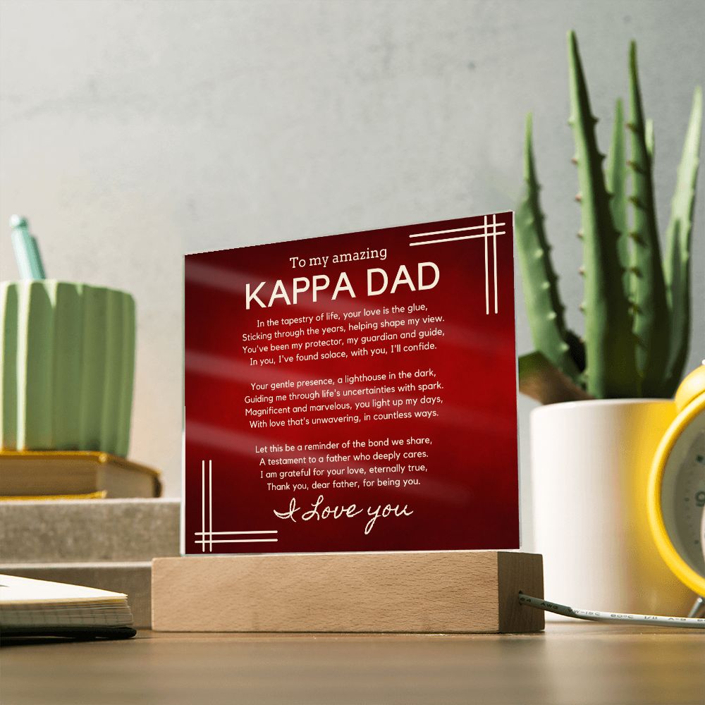 Gift for Kappa Dad, Birthday Gift for Dad, Gift for Kappa Dad, Father's Day Gift for Kappa Dad, Acrylic Plaque - 447b