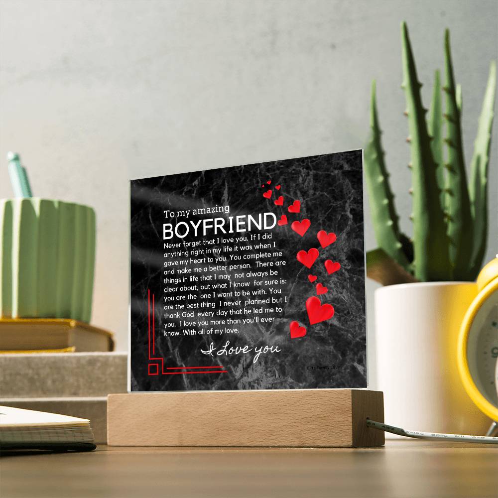 To My Boyfriend Acrylic Keepsake, Romantic Gift for Boyfriend, Sentimental Anniversary Gift for Boyfriend, Boyfriend Birthday, Gift for Him - 491b