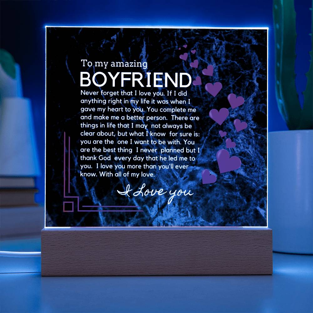 To My Boyfriend Acrylic Keepsake, Romantic Gift for Boyfriend, Sentimental Anniversary Gift for Boyfriend, Boyfriend Birthday, Gift for Him - 491b