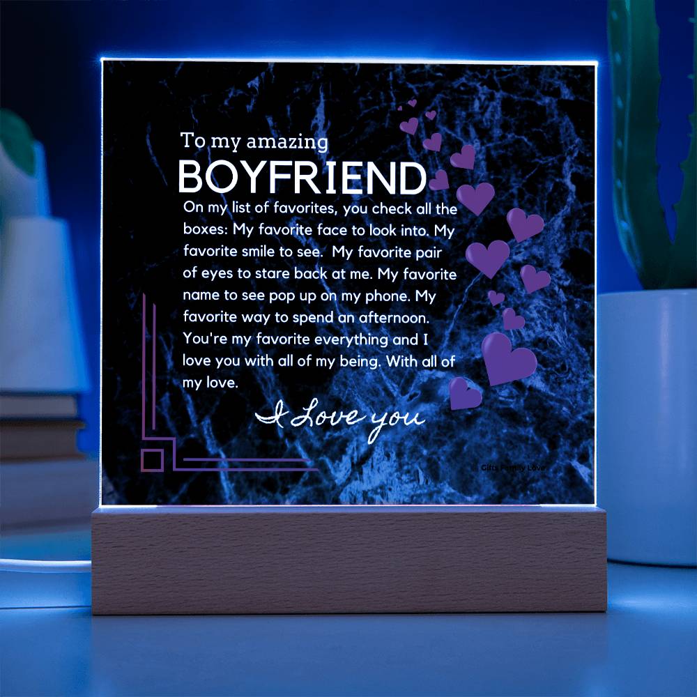 To My Boyfriend Acrylic Keepsake, Romantic Gift for Boyfriend, Sentimental Anniversary Gift for Boyfriend, Boyfriend Birthday, Gift for Him - 491d